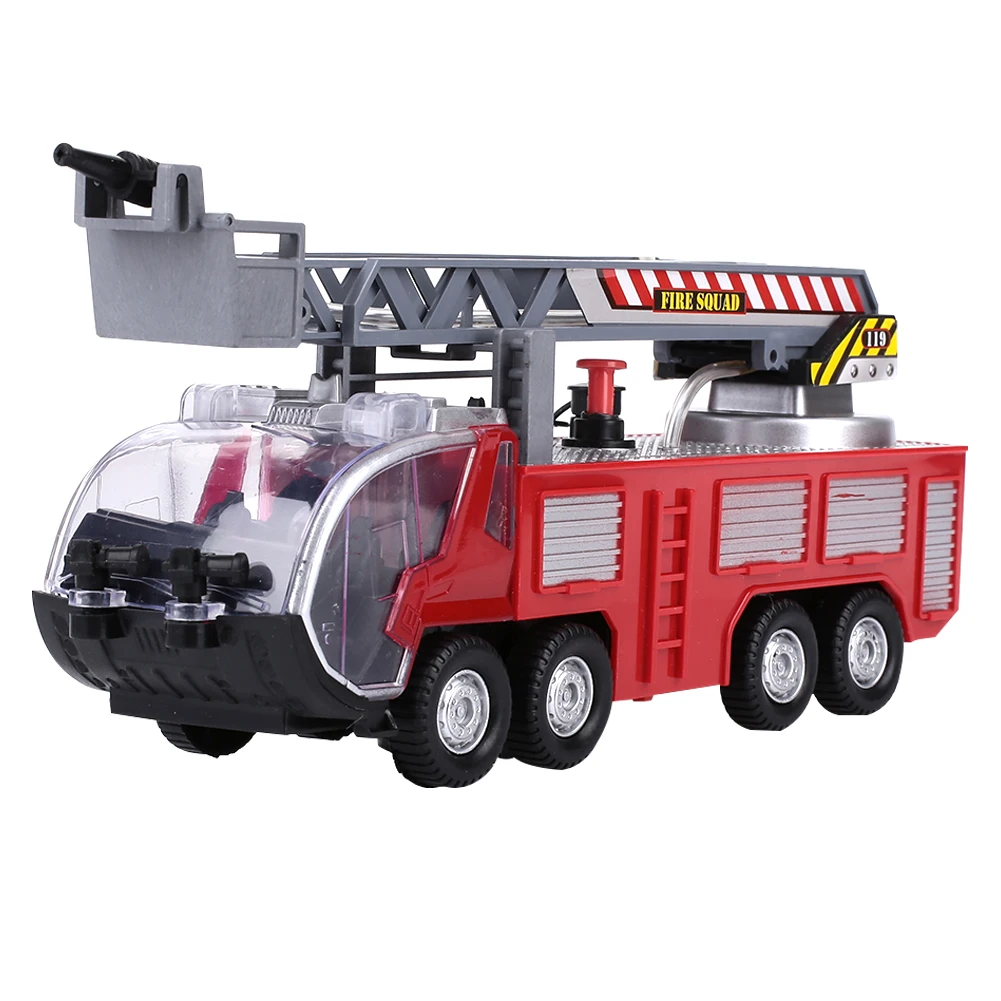 Ephex Interesting Plastic Boy Fire Truck Fun Alarm Sound Model Fire Truck Model Cool Water Pump Spray Decroration Educational