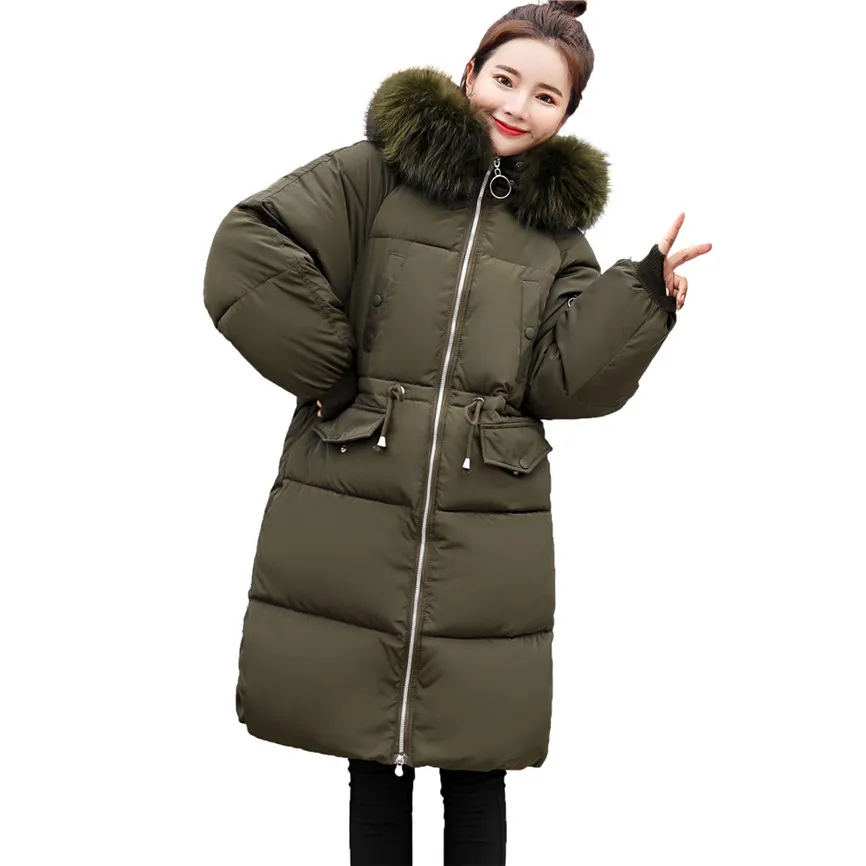 Длинная теплая Толстая Женская куртка, зимняя теплая куртка для женщин, женская зимняя куртка, стеганая верхняя одежда, Chaqueta Mujer, пальто, парка - Цвет: Army Green
