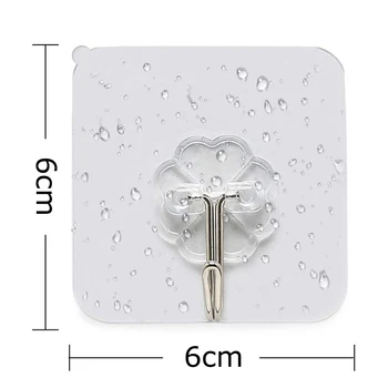 

Seamless Kitchen-Tool Wall-Sticker Bathroom Transparent Self-Adhesive Nano-Glue Hanger Strong Wall-Hooks- Storage-Rack