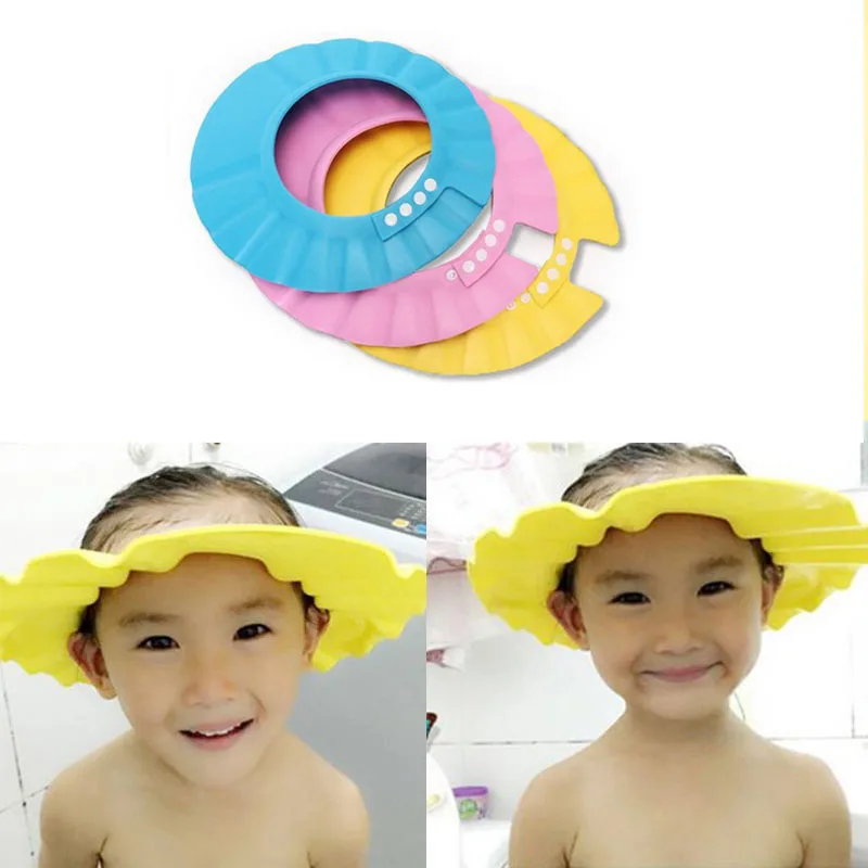 1pc Baby Safe Shower Caps Wash Hair Bathing Protect Soft Cap Adjustable