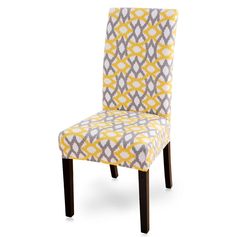 

Spandex Elastic Printing Dining Chair Slipcover Modern Removable Geometric Pattern Dining Room Washable Stretch Chair Cover