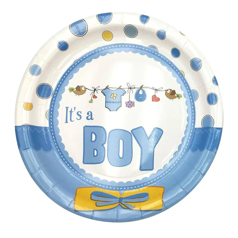 8pcs 9inch blue Одноразовые тарелки унисекс, салфетки для стаканчиков, ножи, вилка, набор посуды для мальчиков или девочек, декор для вечеринки, дня рождения - Цвет: 8pcs 9inch blue