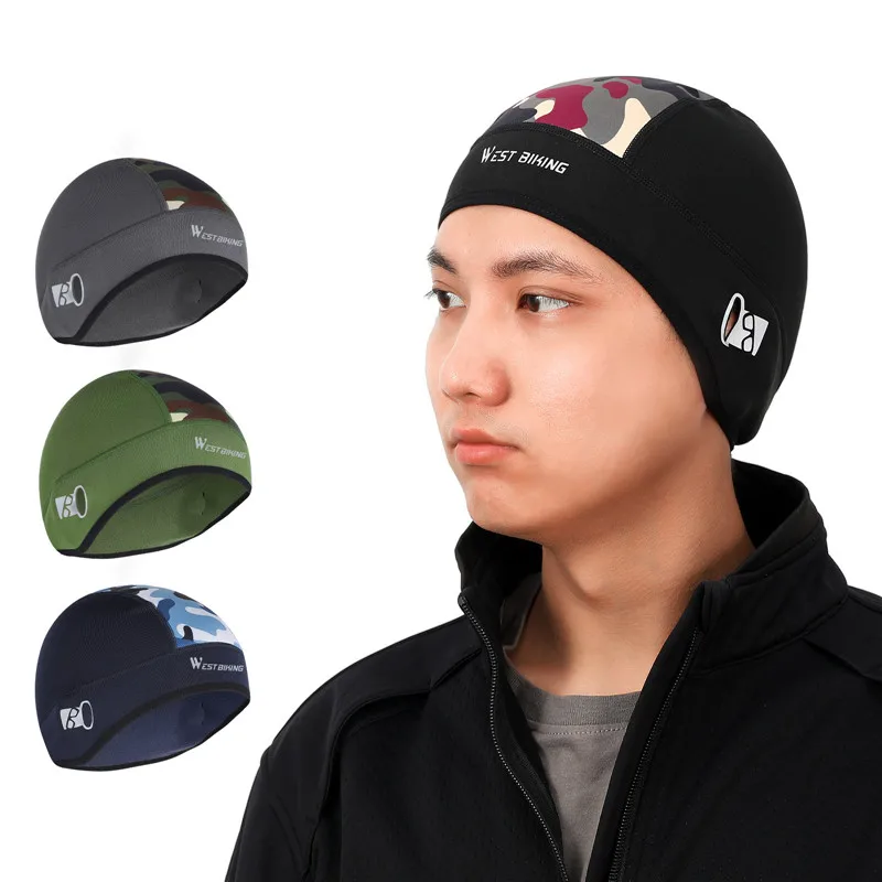 WEST BIKING Windproof Warm Bicycle Caps Thermal Fleece Cycling Hats Outdoor Sports Running Cap Ear Cover Hiking Bike Headwear
