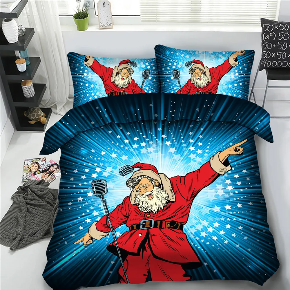 Забавный и крутой Комплект постельного белья Санта Клауса 4 шт. X'mas подарок