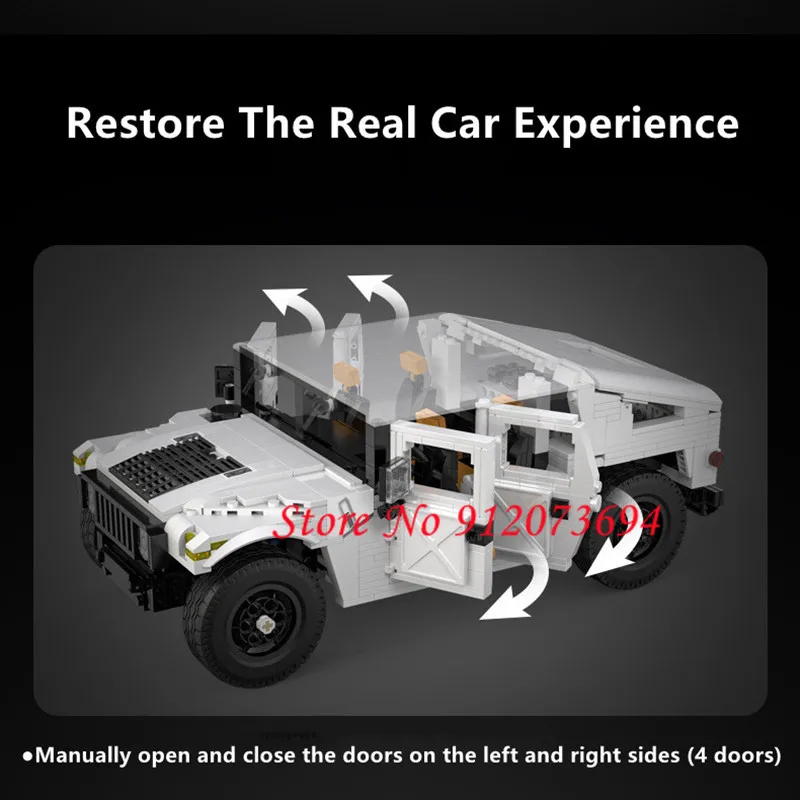 High-Technic 1:12 Hummer Remote Control Off-road Truck 1380PSC DIY Puzzle Assembly Building Bolcks Smilation RC Truck Car Model 3