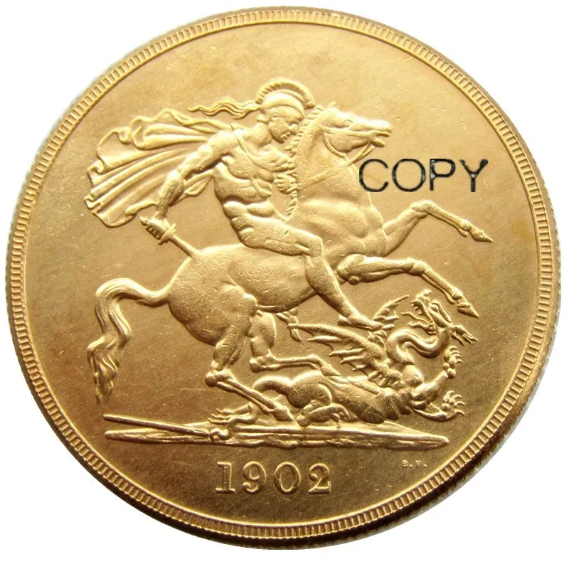 Uk 1902 5 фунтов монеты Эдварда VII позолоченная копия монеты|coin gold|coin coinsuk pounds |