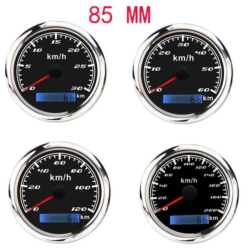 85mm Marine Car Digital GPS Speedometer Gauge 30km/h 60km/h 120km/h 200km/h Speedometer With GPS Antenna for Auto Truck Yacht