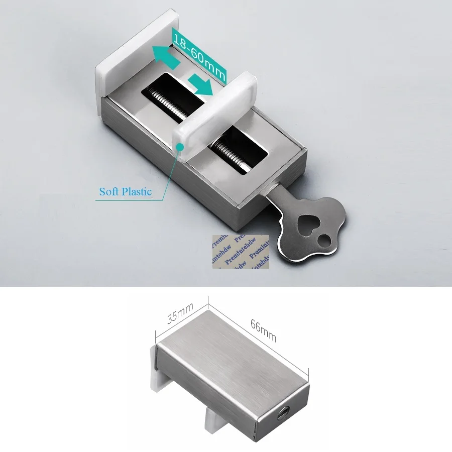 2Pcs/Lot 304 Stainless Steel Sliding Window Lock Stop Lid Stopper With Key Baby Kid Child Safety