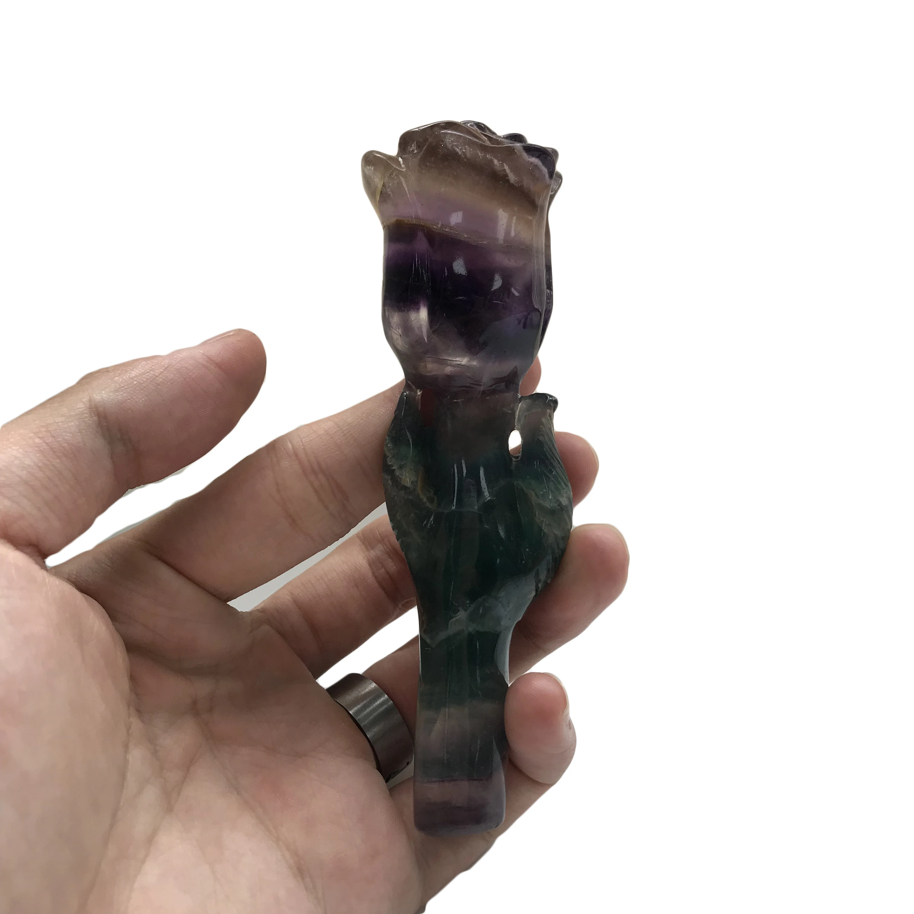 

High Quality Rainbow Fluorite Rose Shape Stone Hand Crafted & Polished For Gift &Home Decor WT