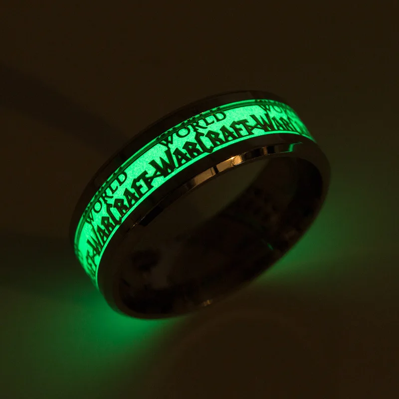 

Fashion Glow in the Dark Stainless Steel Ring Luminous Letter/Hexagram Rings New Jewelry for Man Women Halloween Carnival Gift