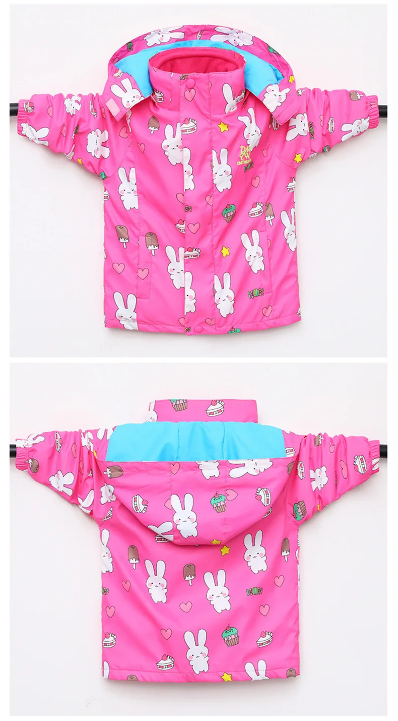 New Warm Polar Fleece Jackets For Girls Winter Autumn Waterproof Windbreaker Kids Coat 2pcs hooded Child Outerwear clothes