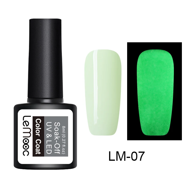 LM-07 LEMOOC, 8 мл, светящийся гель, телесный, розовый цвет, Гель-лак, Полупостоянный, замачиваемый, Гель-лак для ногтей, УФ-гель для ногтей, лак для летнего маникюра - Цвет: LM-07