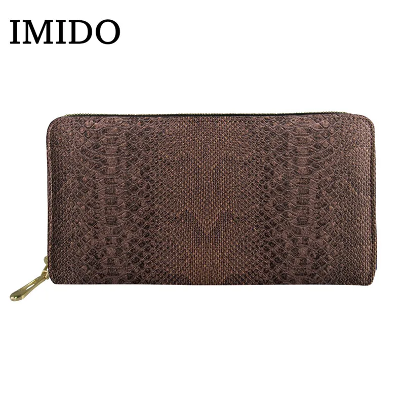 IMIDO 3D печать имитация реалистичной змеиной текстуры узор Portefeuille Femme молния Notecase женский длинный кошелек - Цвет: as picture