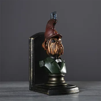 

American Retro General Dog Bookends Statue Abstract Animals Art Sculpture Resin Craft Book End Home Decoration Living Room R3090