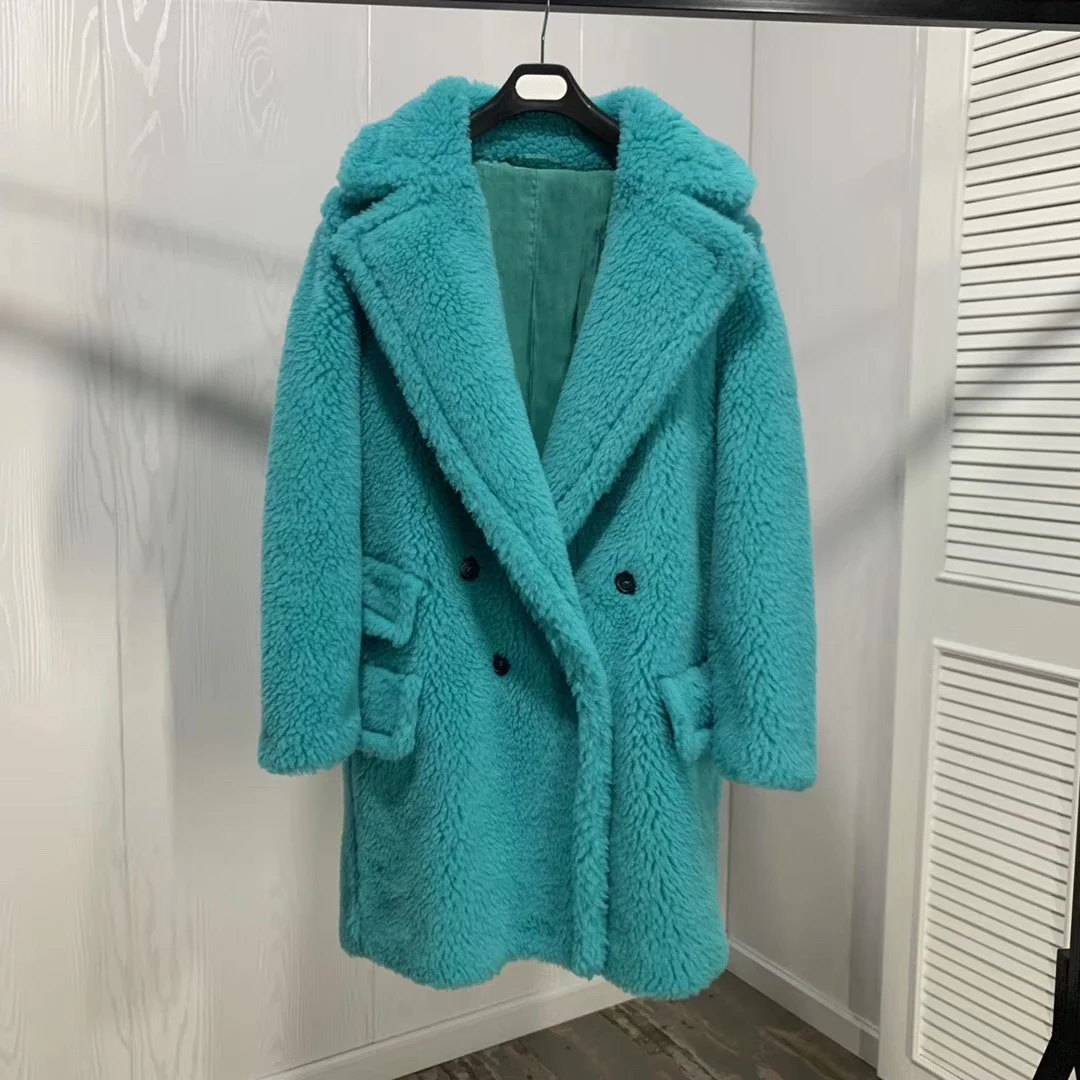 

Aorice women winter real wool fur oversize jacket genuine bright colors leisure girl fur coat lady jacket overcoat CT935