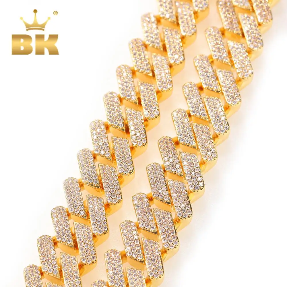 Фабрика Bling King 18 мм 3row CZ кубинское ожерелье Золотое роскошное медное микро
