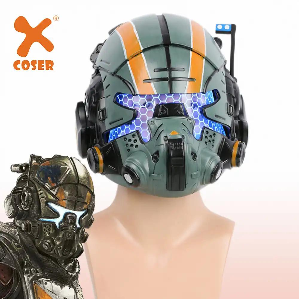 Xcosertitanfall 2ジャッククーパーコスプレヘルメットゲーム完全な頭部樹脂マスクledライト衣装小道具ハロウィン大人 Mask Mask Mask Ledmask For Party Aliexpress