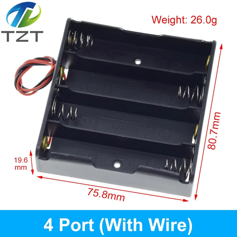 Schwarzer Kunststoff 1x 2x 3x 4x 18650 Batterie-Aufbewahrungsbox Fall 1 2 3 4 Slot Way DIY Batterien Clip-Halter Behälter mit Draht-Blei-Pin – Detail 4