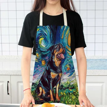 

Oil Painting Dog Series Starry Sky Background Multifunctional Kitchen Apron Cotton Linen Apron Home