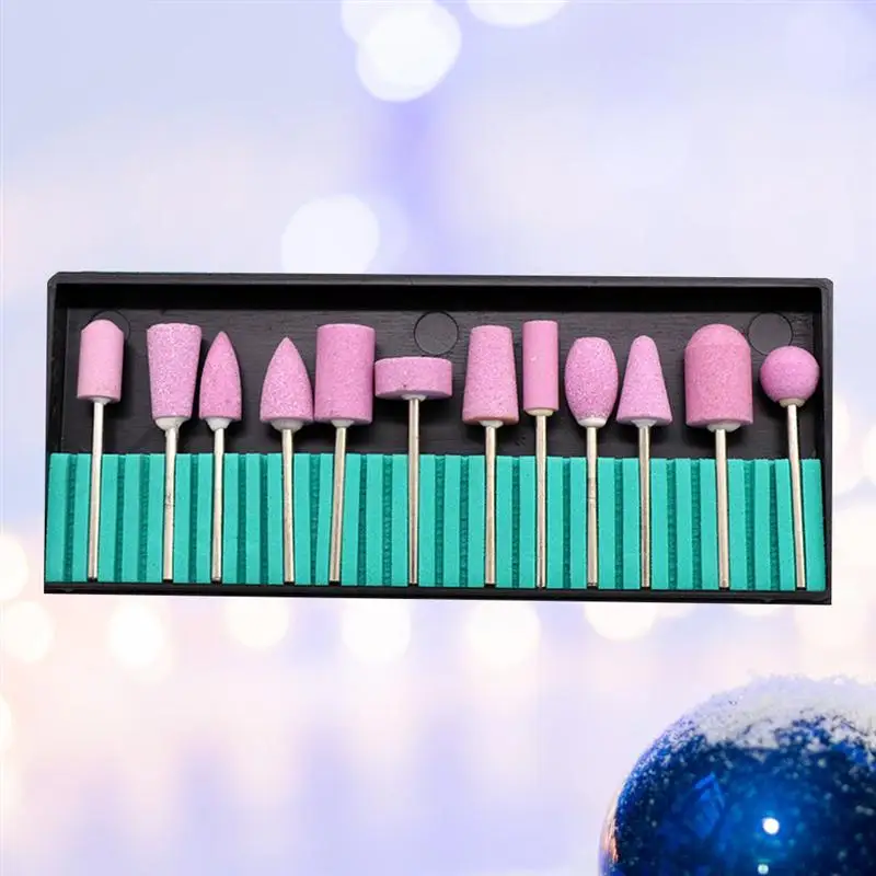 12 in 1 Manicure Quartz Drill Head Set Nail Grinding Head Kit Nail Drill Accessories Cuticle Clean Tool for Salon Women