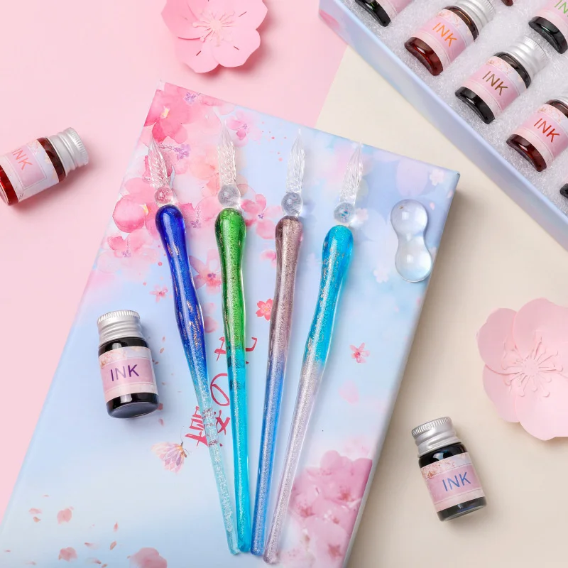 3/13pcs Glass pen transparent star Dip Pen gift box set Glitter Powder Ink  Pens Writing Instrument Fountain Dip Pen - AliExpress