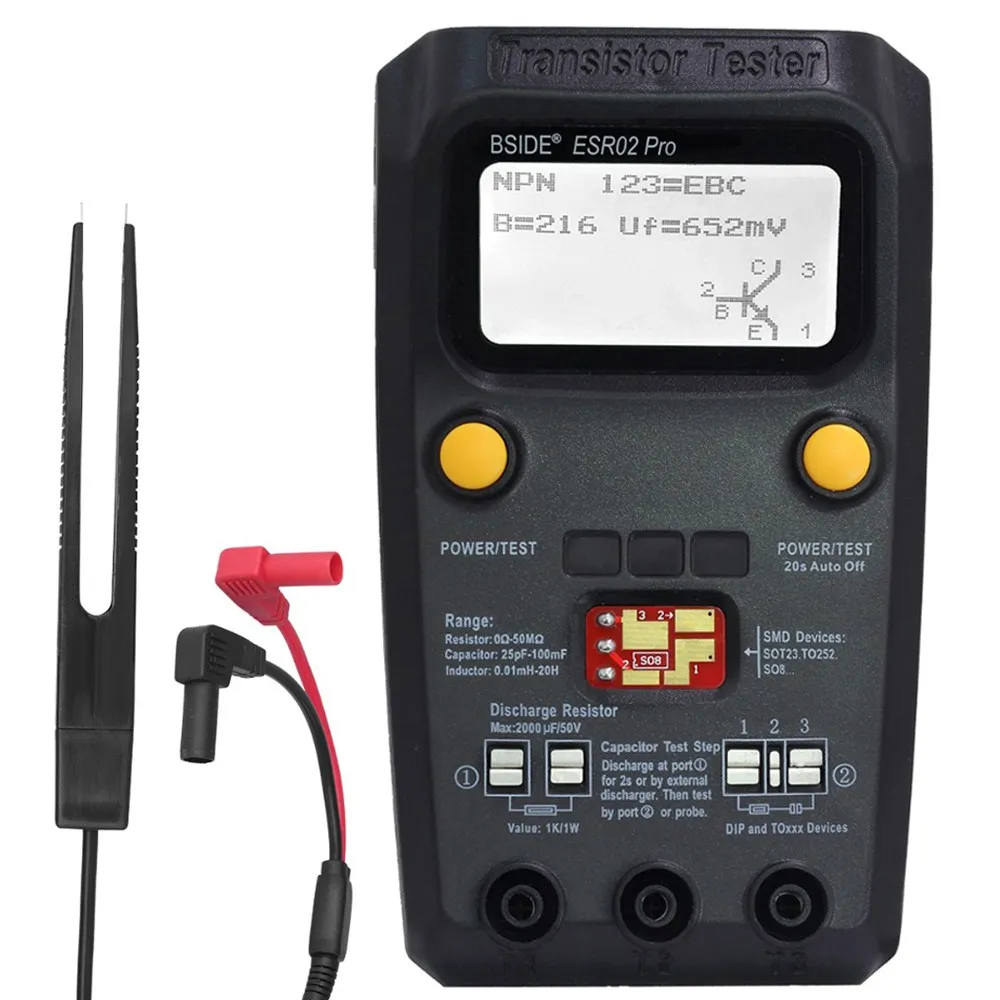

JUNEJOUR ESR02 pro Multi-purpose Tester Diode Triode Capacitance Meter LCD ESR meter MOS/PNP/NPN Tester