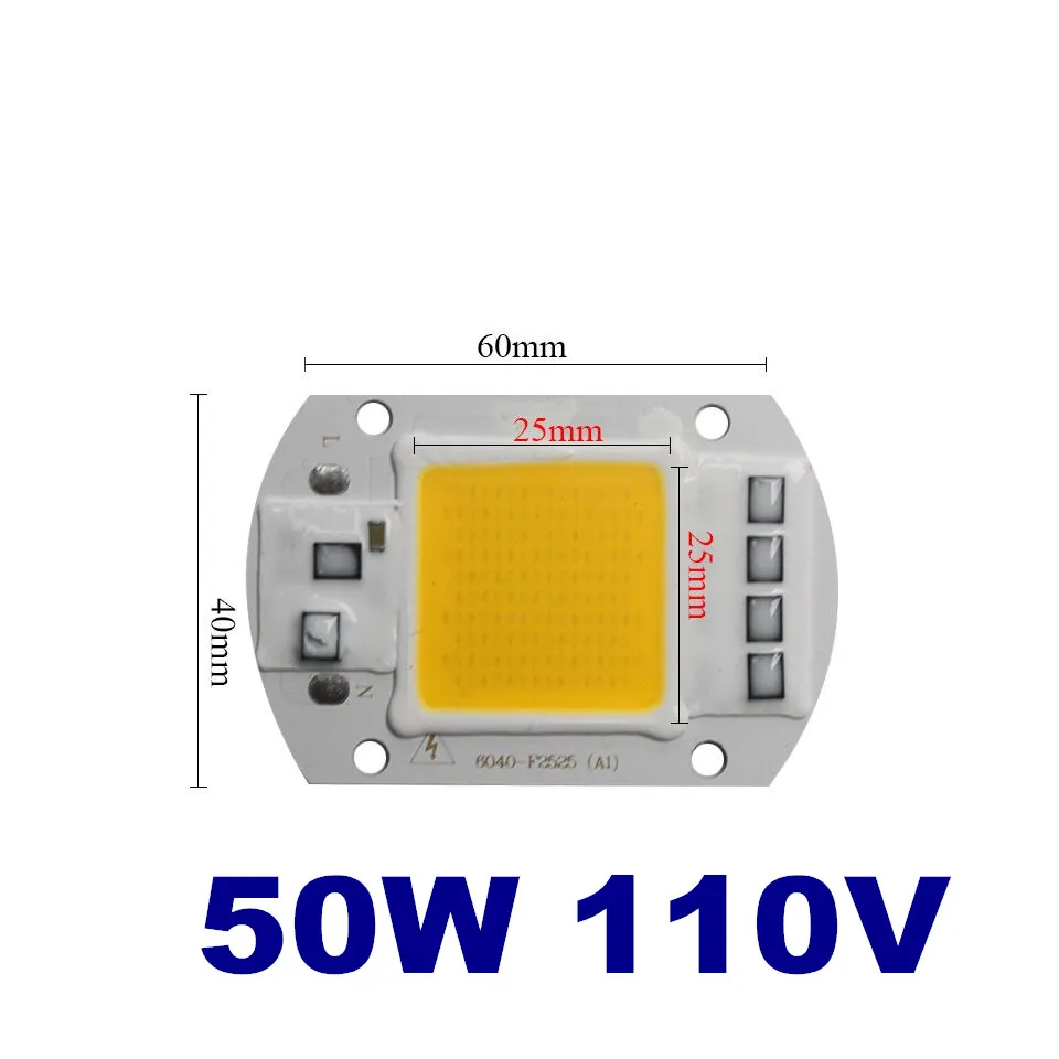 50W AC110V COB светодиодный чип реальной мощности 20 Вт 30 Вт 50 Вт светодиодный сменный чип Встроенный смарт IC драйвер подходит для DIY прожектор заливающего света лампада - Испускаемый цвет: 50W AC110V