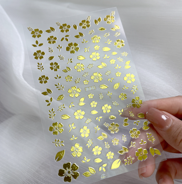 White Flowers Nail Art  Adhesive Stickers for Nails Cute Paper Parts With Avocado Direct Paste Decals Designs Manicure