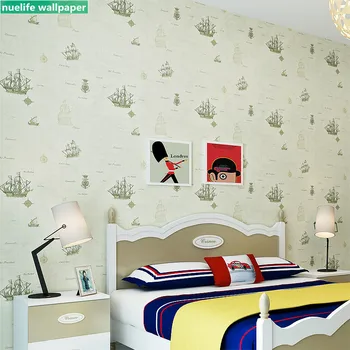 

Sailing boat cartoon pattern non-woven wallpaper living room bedroom children's room kindergarten TV background wall paper