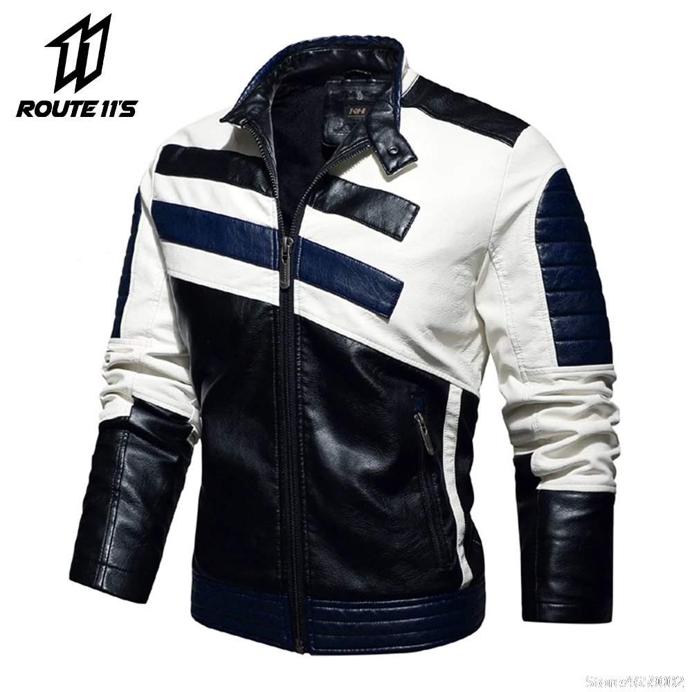 Мотоциклетная кожаная байкерская куртка мужское пальто красивая моющаяся из