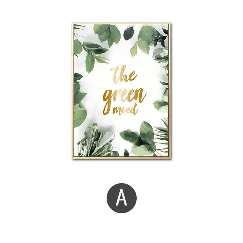 A Green Plants Leaf Rose Tulip Canvas Poster Print Scandinavian Wall Art Painting Decoration Minimalist Picture Home Decoration - Цвет: A