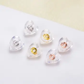 

Cute Lovely Heart Shape 925 Sterling Silver Earrings Back Stoopers, Silicon Sterling Silver Parts Accessories, 10 pairs per lot