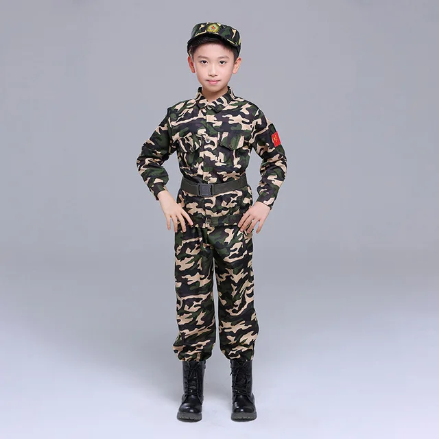 002 Halloween Costumes for Kids Baby Girl Boy Military Army Suit Uniform Performan Clothing Camouflage Tactical Men Soldier School - Цвет: 002