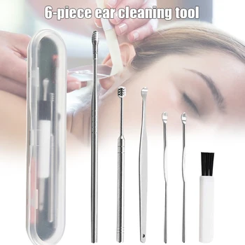 

Ear Pick Ear Curette Cleaner Ear Wax Removal Tool Kit with Storage Box and Cleaning Brush Set of 6 EIG88