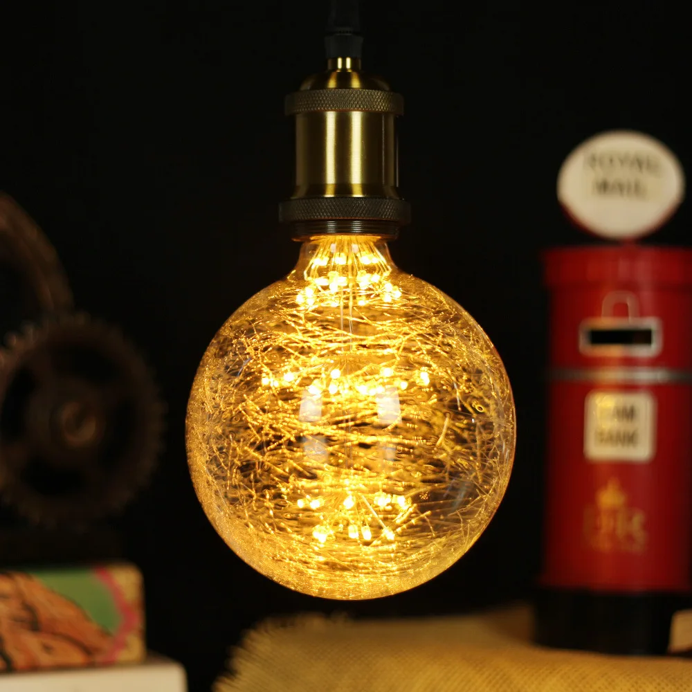 

G125 Glass Stars Edison Bulb E27 Vintage Decoration Warm Light Bulb AC85-265V 3W