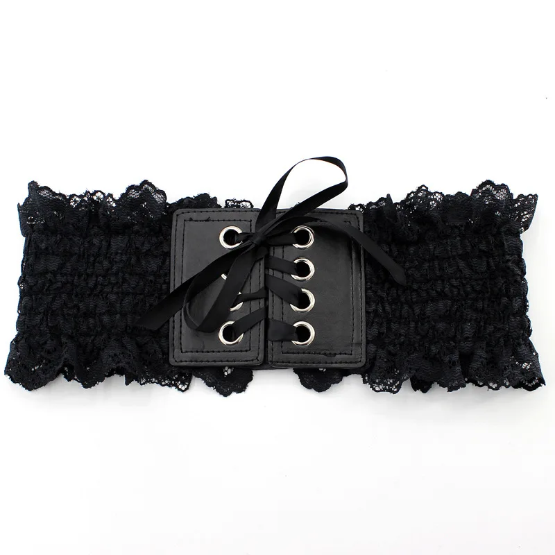 New Lace PU Solid Wide Corset Lace Belt Female Self Tie Cinch Waistband Belts for Women Wedding Dress Waist Band Accessories
