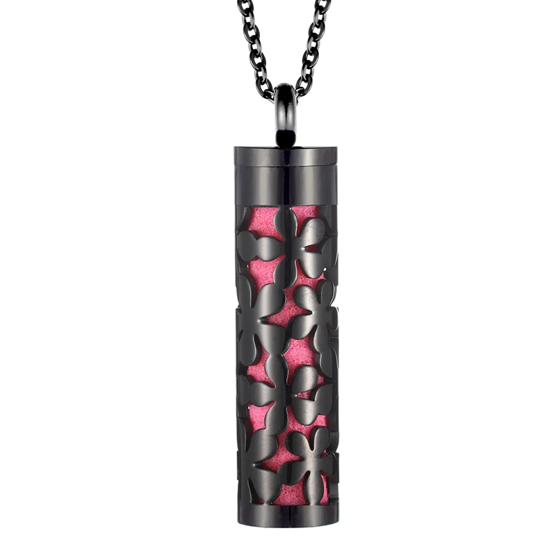 Black Bottle Aromatherapy Diffuser Necklace Stainless Steel Perfume Necklace Essential Oil Diffuser Pendant Locket For Women - Окраска металла: Y-002 Black