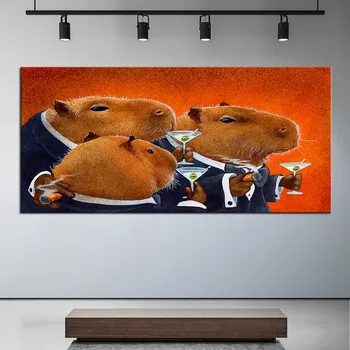 

Large size Printing Oil Painting the capybara club Wall painting Wall Art Decoration Picture For Living Room painting No Frame