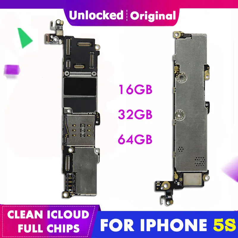 Для iPhone 5S 16 Гб оперативной памяти, 32 Гб встроенной памяти, 64GB оригинальная материнская плата Бесплатный iCloud разблокировать полный разблокирована нет заблокированных материнская плата печатная плата