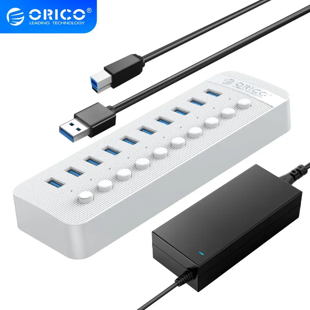 ORICO 10 портов Power ed USB 3 0 HUB BC1.2 зарядное устройство USB3.0 с индивидуальными