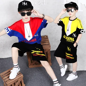 

Summer Boys Clothing Sets Teen Kids Short Sleeve T Shirt + Pants Casual Outfit Children Boy Clothes Sport Suits 6 8 10 12 Years