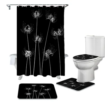 

Lycoris Flower Pattern Shower Curtains Set Bathroom Waterproof Shower Curtain Bathroom Set with Shower Curtain and Rugs