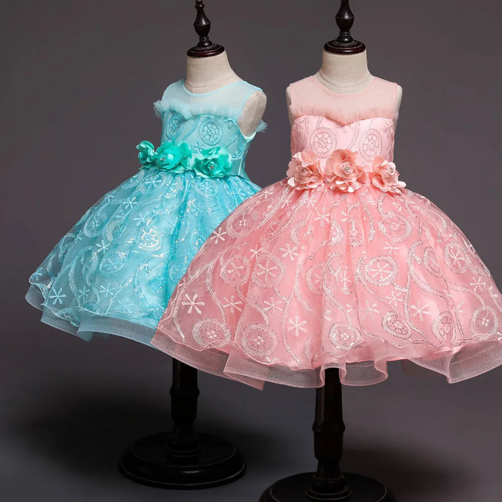 

Carnival Flowers Girls TUTU Dress Wedding Birthday Party Dress For Girls Bling Sequins Lace Elegant Frocks 6 8 10 12 14 Years