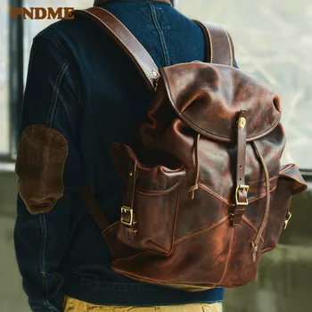 

Natural high-quality genuine leather men's large-capacity backpack fashion casual luxury real cowhide weekend travel bagpack