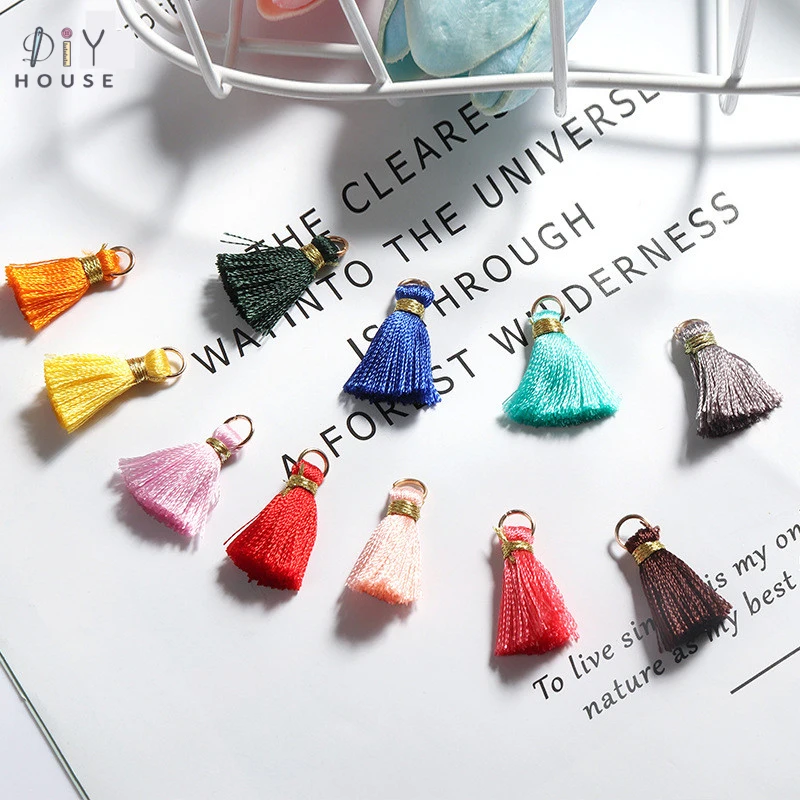 

50Pcs Hanging Ring Gold Thread Tassel Fringe Pendant DIY Crafts Small Silk Tassels Trim Garments Curtains Earrings Jewelry Decor