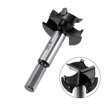

1Pcs 35mm 3-Flute Forstner Carbon Steel Boring Drill Bits Hex Shank Woodworking Hinge Hole Saw Tungsten Carbide Wood Cutter Tool