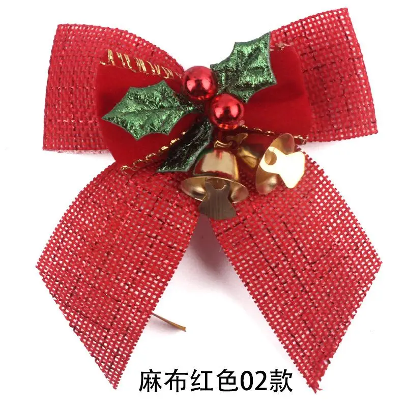 New Bowknots Christmas Bows With Iron Bells Bow Tie DIY Gift Bow Mini Craft Bows Christmas Tree Decorations Christmas Supplies - Цвет: F