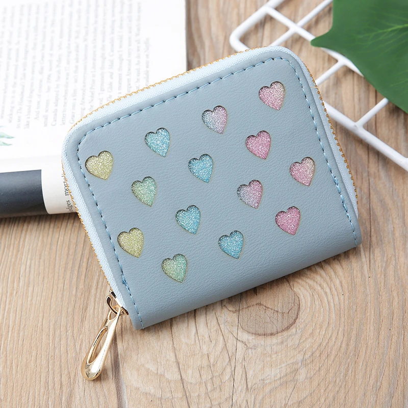 Billeteras pequeñas con diseño de corazón para mujer, de cuero sintético con para monedas, color rojo, rosa y negro, novedad|Carteras| AliExpress