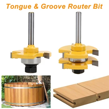 

2 pcs / Set 1/2*1/4 Tongue Router Bit Shank Tongue & Groove Joint Assembly Router Bit Set Stock Wood Cutting Tool Milling Cutter