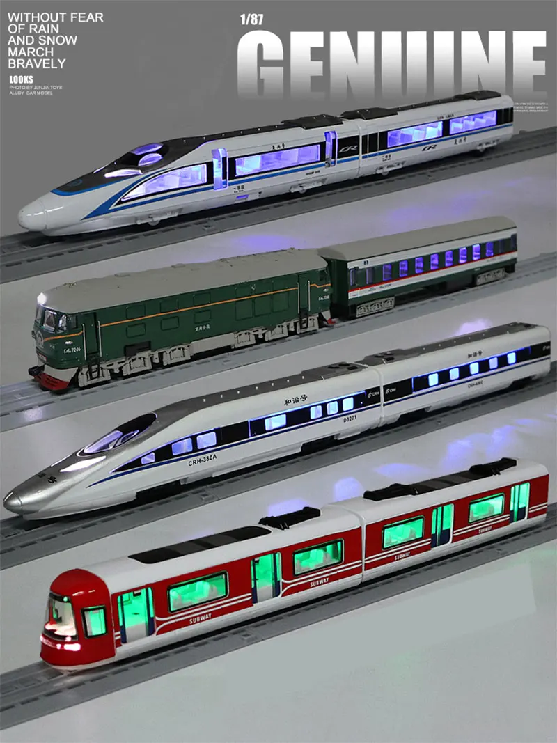 

1/87 Scale Locomotive Ho Alloy Model Train Luminous Voice Broadcast Pull Back Simulated Traffic Vehicle Sand Table Scene Set